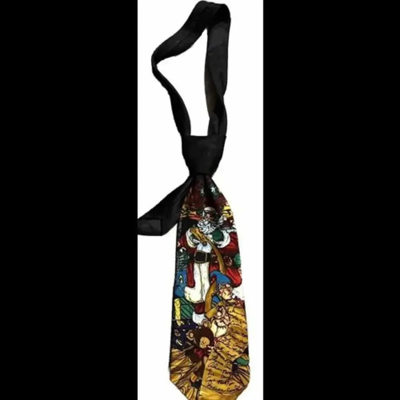 ADDICTION BLACK RED GREEN GIFTS Santa Christmas Silk St Nick Men Necktie tie - Picture 4 of 10